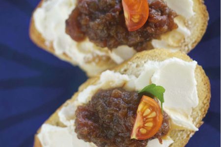 Goat Cheese Crostini with Tomato Chutney